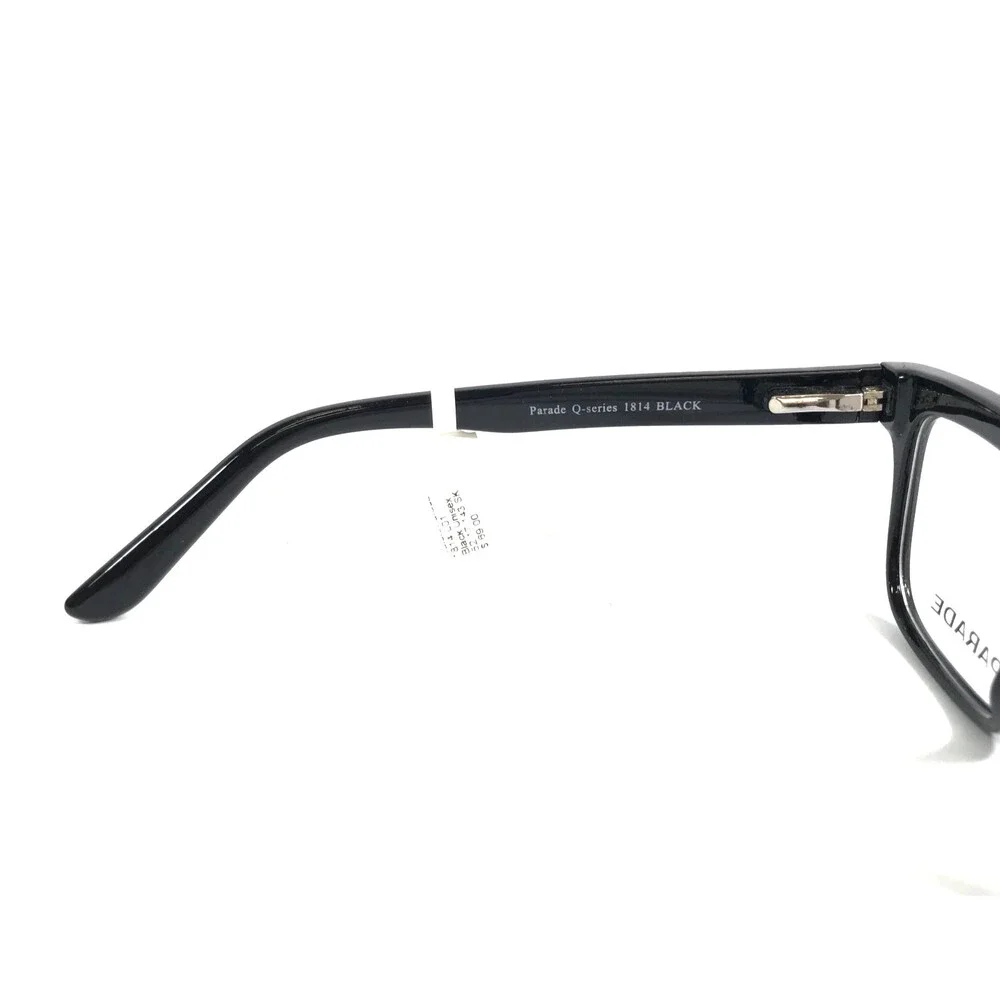 Parade Eyeglasses Frames 1814 BLACK Polished Square Full Rim 52-17-143